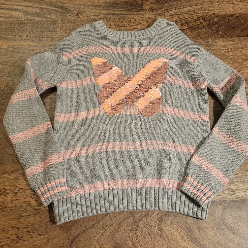 Epic Threads Gray and Pink Striped Sweater